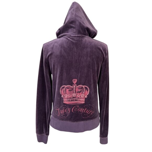 Juicy Couture Velvet Velour Full-Zip Hoodie Purple Size Large - Picture 1 of 11